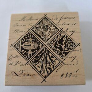 Stampers Anonymous Mounted Rubber Stamp Key Lock Collage Victorian Script